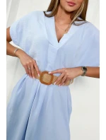 Dámske šaty s ozdobným opaskom 24139 svetlomodré - Kesi Dámske šaty s ozdobným opaskom 24139 svetlomodré - Kesi