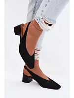 Materiálové dámské sandály na podpatku Černé Marcelle