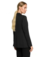 model 17626256 Bunda s jedním knoflíkem a asymetrickými kapsami černá - Moe model 17626256 Bunda s jedním knoflíkem a asymetrickými kapsami černá - Moe
