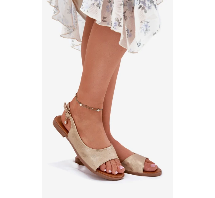 Dámské Sandály Na Plochém Podpatku Zlaté model 21698451 - EVENTO