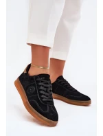 Zamszowe Sneakersy Damskie Big Star RR274851 HI-POLY SYSTEM Czarne