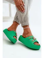 Dámske ľahké penové papuče so zelenými ozdobami Orchia