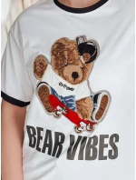 Dámské tričko oversize s vyšívaným medvídkem bílé Dstreet model 21988848 - FashionStreet