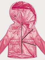 Dámska krátka bunda s kapucňou ružová (B8216-83)