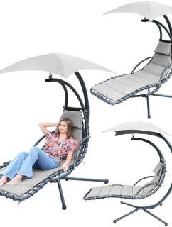 HOJDACIE KRESLO S DÁŽDNIKOM LISBON SIVÉ