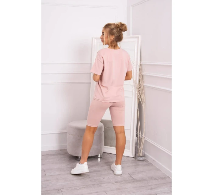 Komplet top+legginsy ciemny pudrowy róż