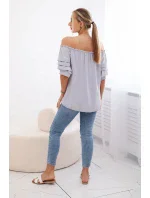 Španielska blúzka s ozdobnými rukávmi sivá Španielska blúzka s ozdobnými rukávmi sivá