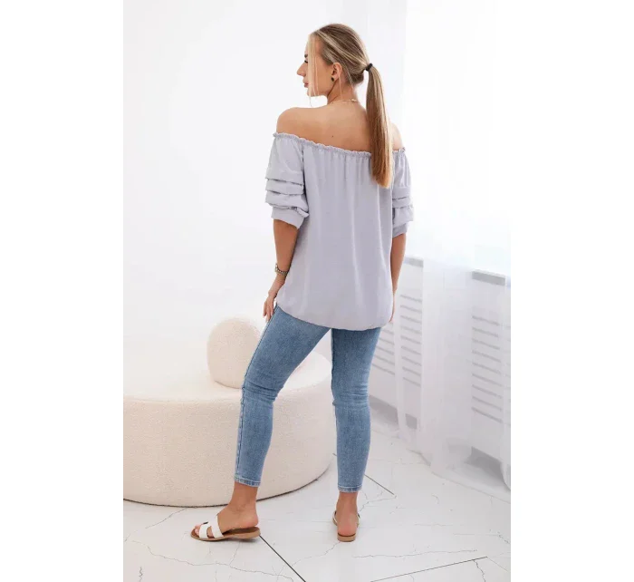 Španielska blúzka s ozdobnými rukávmi sivá Španielska blúzka s ozdobnými rukávmi sivá