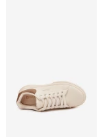 Sneakersy Damskie Na Platformie Big Star SS274246 Jasnobeżowe Sneakersy Damskie Na Platformie Big Star SS274246 Jasnobeżowe