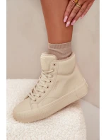 Ocieplane Trampki Damskie Na Platformie Big Star OO274795 Beżowe Ocieplane Trampki Damskie Na Platformie Big Star OO274795 Beżowe