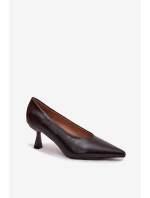 Lakované Lodičky na Podpatku Čokoládové model 21710730 - Boto