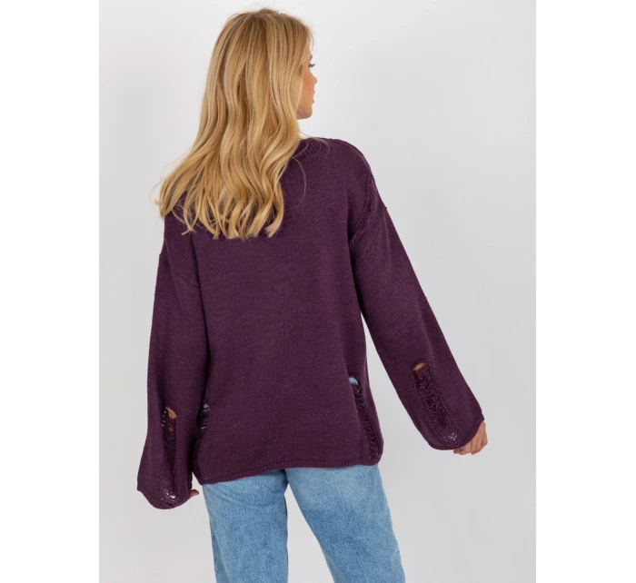 Dámsky sveter BA SW 8043 .03 tmavo fialová - FPrice Dámsky sveter BA SW 8043 .03 tmavo fialová - FPrice