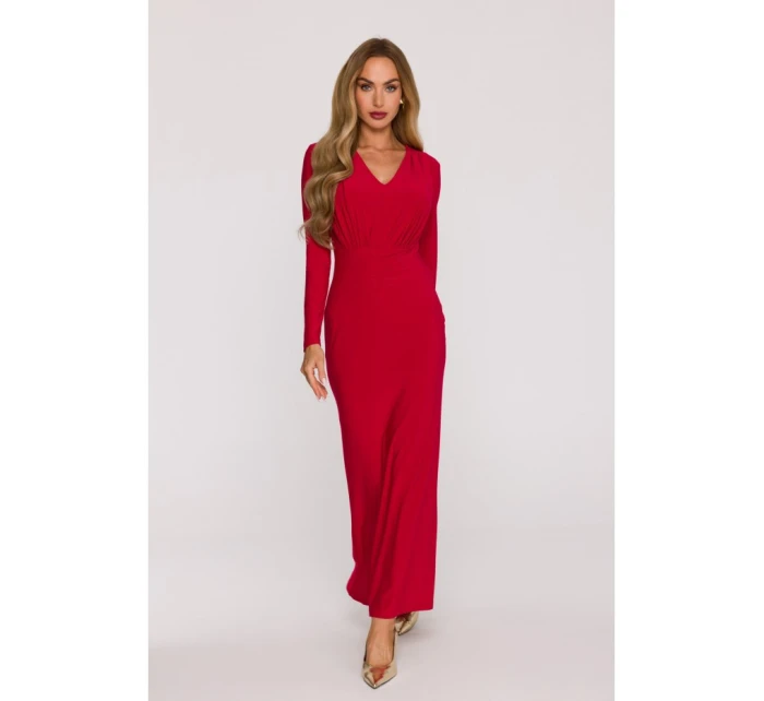 M891 Šaty s opaskom a šerpou - červené