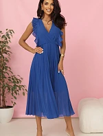 315-8 EMILY plisované šaty s volánmi a výstrihom - farba CHABRIEL