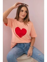 Bavlněná halenka s potiskem srdce model 19747404 - K-Fashion