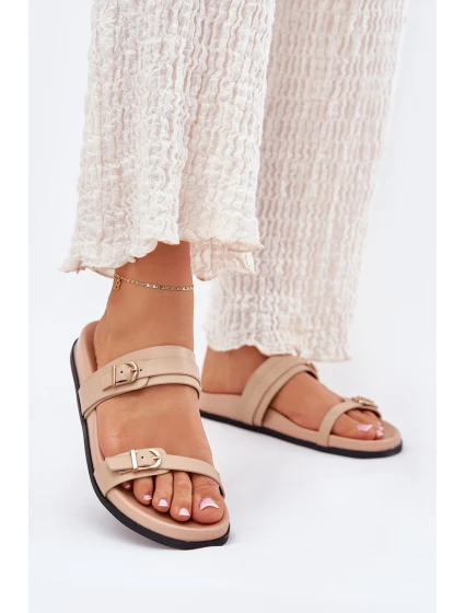 Dámské Pantofle S Přezkami Béžové model 21700025 - Boto