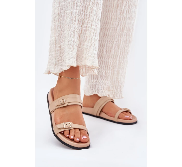 Dámské Pantofle S Přezkami Béžové model 21700025 - Boto