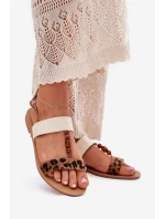 Ploché Dámské Sandály S Leopardí Hnědé model 21702265 - Boto Ploché Dámské Sandály S Leopardí Hnědé model 21702265 - Boto