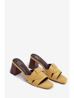 Dámské sandály na podpatku s Eko semišové Žluté model 21937782 - Boto Dámské sandály na podpatku s Eko semišové Žluté model 21937782 - Boto