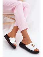 Kožené pantofle s ozdobným detailem S.Barski KV61-6046 Bílá