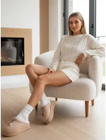 Dámské zateplené žabky light beige Dstreet model 21994580 - FashionStreet Dámské zateplené žabky light beige Dstreet model 21994580 - FashionStreet