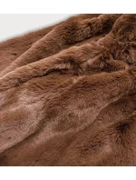 Hnedá dámska bunda - kožúšok s kapucňou (BR9743-22)