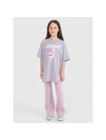 Dievčenské tričko oversize s potlačou 4F 4FJRSS25TTSHF2646-25S