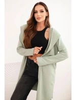 Dámská mikina z bavlny s kapucí a prodlouženým předním dílem tmavě mátová