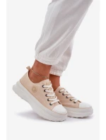 Damskie Trampki Na Masywnej Podeszwie Big Star NN274127 Beżowe Damskie Trampki Na Masywnej Podeszwie Big Star NN274127 Beżowe