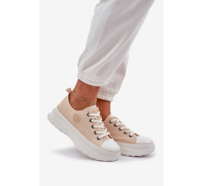 Damskie Trampki Na Masywnej Podeszwie Big Star NN274127 Beżowe Damskie Trampki Na Masywnej Podeszwie Big Star NN274127 Beżowe