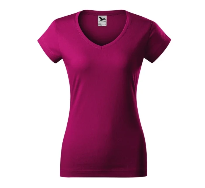 Fit V-neck tričko dámské fuchsia red