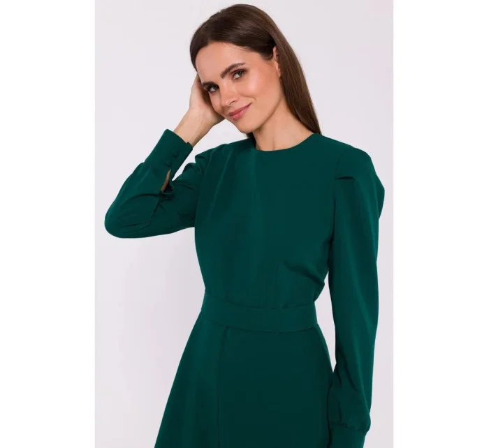 Rozšířené šaty s páskem zelené model 20774194 - STYLOVE Rozšířené šaty s páskem zelené model 20774194 - STYLOVE