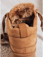 Dámské tenisky s kožešinou na platformě camel Dstreet model 21992186 - FashionStreet