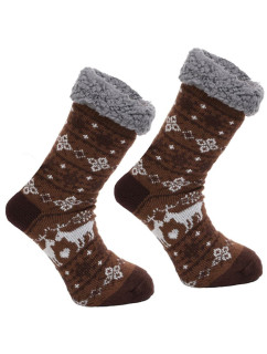 Protišmykové ponožky Nordic winter hnedé