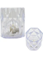 MINI DEKORATÍVNA LAMPA 6 CM TRANSPARENTNÁ TEPLÁ BIELA 1 LED