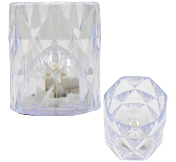 MINI DEKORATÍVNA LAMPA 6 CM TRANSPARENTNÁ TEPLÁ BIELA 1 LED