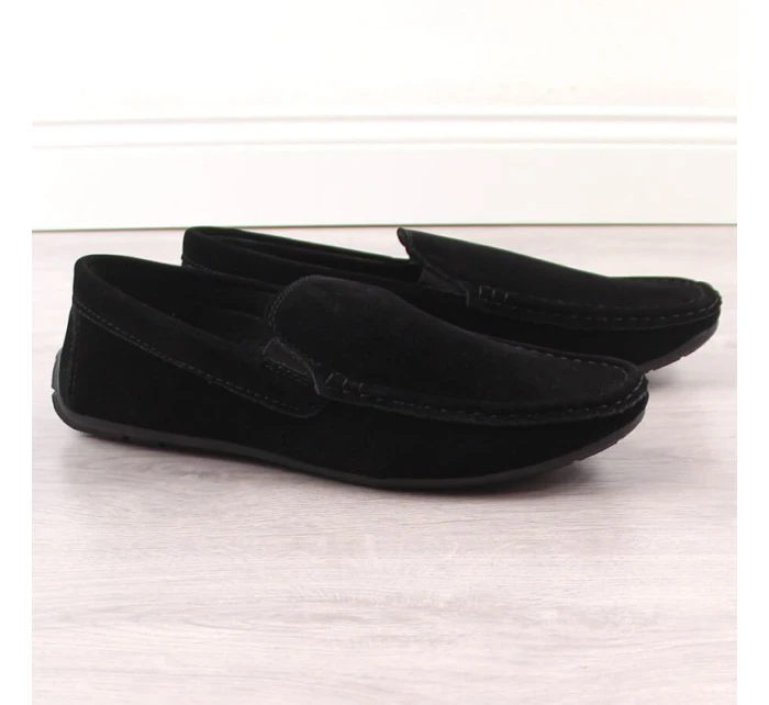 Pánské semišové prolamované mokasíny černé model 21904542