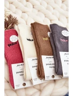 Damskie Ciepłe Skarpety Z Napisem Różowe