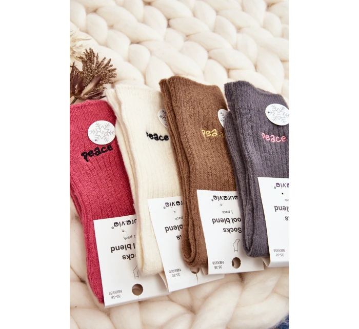 Damskie Ciepłe Skarpety Z Napisem Różowe