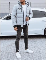 Kurtka męska zimowa pikowana z kapturem szara FashionStreet TX4830 Kurtka męska zimowa pikowana z kapturem szara FashionStreet TX4830