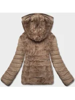 Béžová krátka obojstranná dámska zimná bunda (2M-21507) Béžová krátka obojstranná dámska zimná bunda (2M-21507)