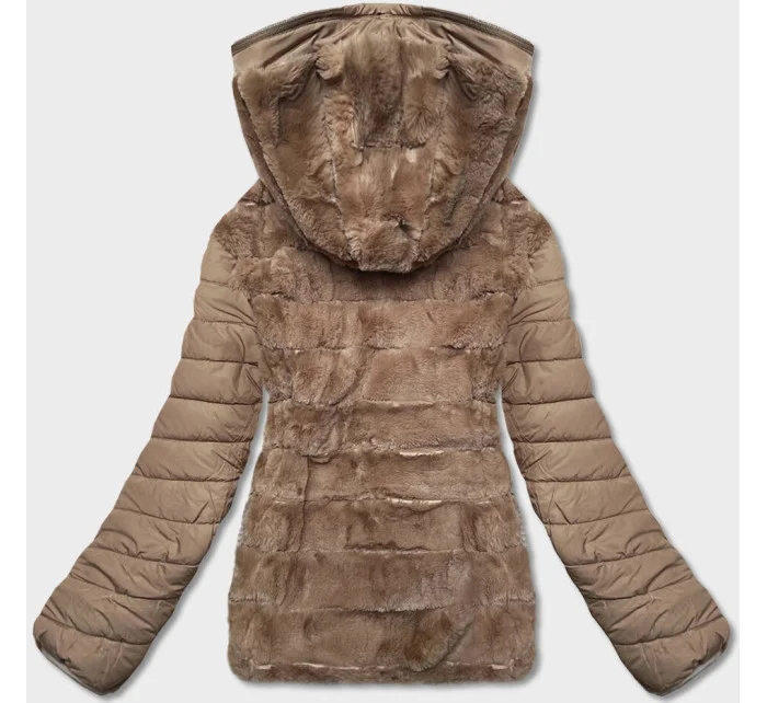 Béžová krátka obojstranná dámska zimná bunda (2M-21507) Béžová krátka obojstranná dámska zimná bunda (2M-21507)