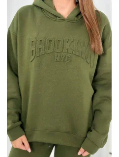 Izolovaná bavlnená súprava, mikina + nohavicami Brooklyn khaki