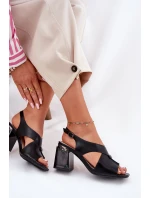 Elegantní Dámské Sandály Na Podpatku model 21695144 Černé - VINCEZA