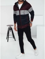 Pánsky zateplený sveter s kapucňou bordový FashionStreet WX2275