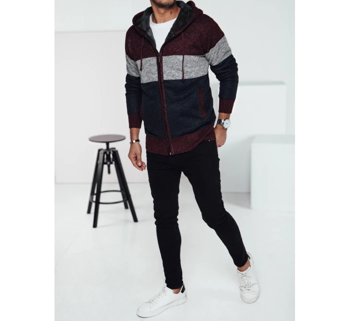 Pánsky zateplený sveter s kapucňou bordový FashionStreet WX2275