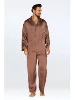 Pánské saténové pyžamo model 19690555 hnědý - DKaren