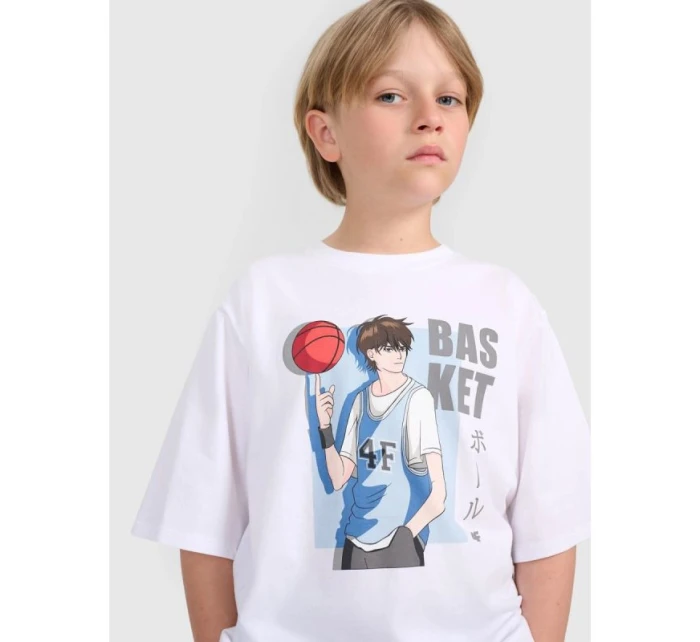 Chlapčenské tričko oversize s potlačou 4F 4FJRAW25TTSHM3062-10S Chlapčenské tričko oversize s potlačou 4F 4FJRAW25TTSHM3062-10S