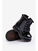 Dziecięce Botki Lakierowane Z Suwakiem Czarne Tibbie