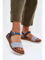 Sandały Damskie Z Plecionką Na Pasku Inblu GS000050 Niebieskie